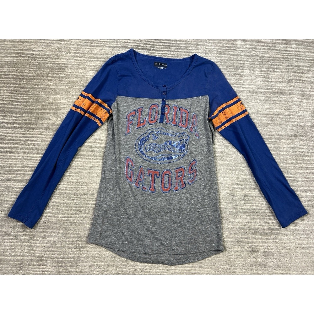 University of‎ Florida Gators Top Womens Large Blue Long Sleeve Raglan Henley
